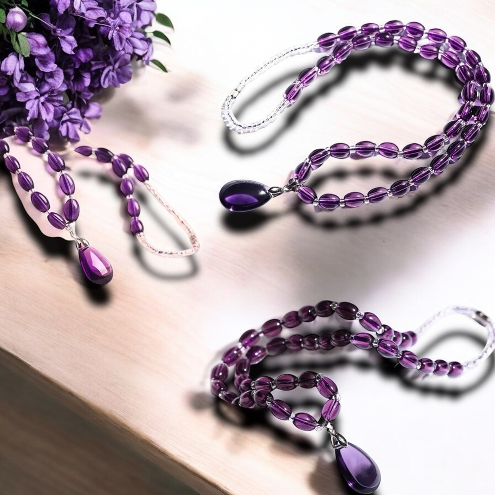 Tanzanite pendant beaded necklace ✨BRAND-NEW✨purple